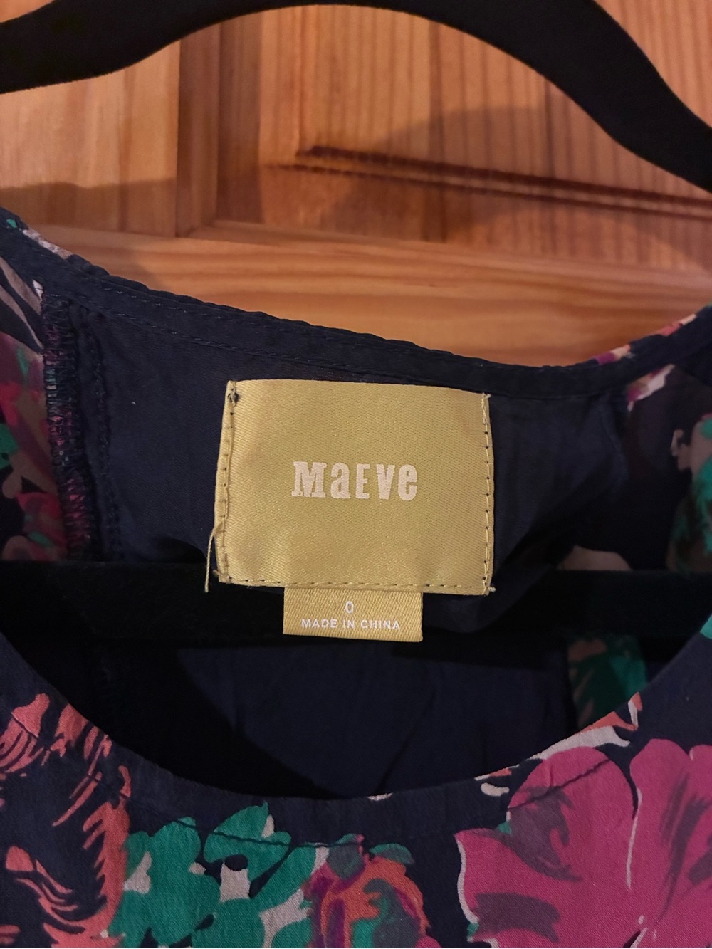 Maeve Silk Navy Floral Tie-Front Blouse with Pink & Green Accents - Picture 2 of 3